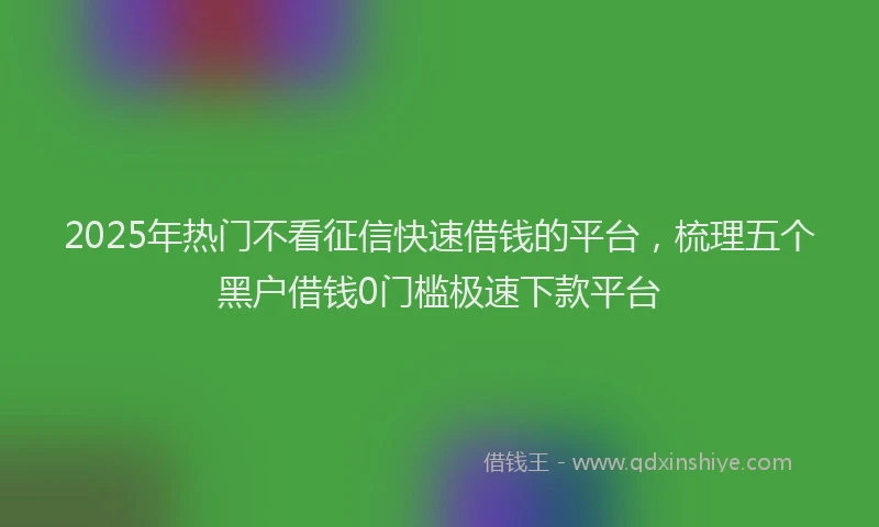 2025年热门不看征信快速借钱的平台，梳理五个黑户借钱0门槛极速下款平台
