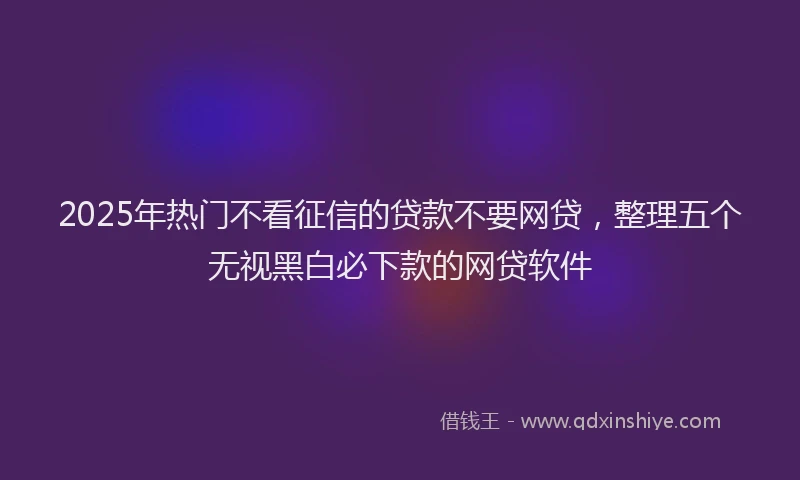 2025年热门不看征信的贷款不要网贷，整理五个无视黑白必下款的网贷软件