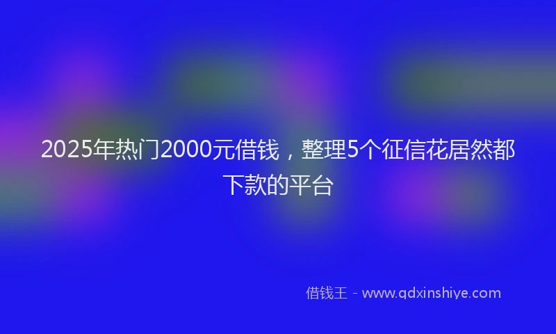 2025年热门2000元借钱，整理5个征信花居然都下款的平台