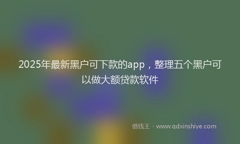 2025年最新黑户可下款的app，整理五个黑户可以做大额贷款软件