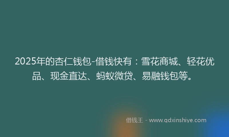 2025年的杏仁钱包-借钱快有：雪花商城、轻花优品、现金直达、蚂蚁微贷、易融钱包等。