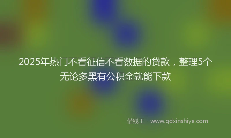 2025年热门不看征信不看数据的贷款，整理5个无论多黑有公积金就能下款