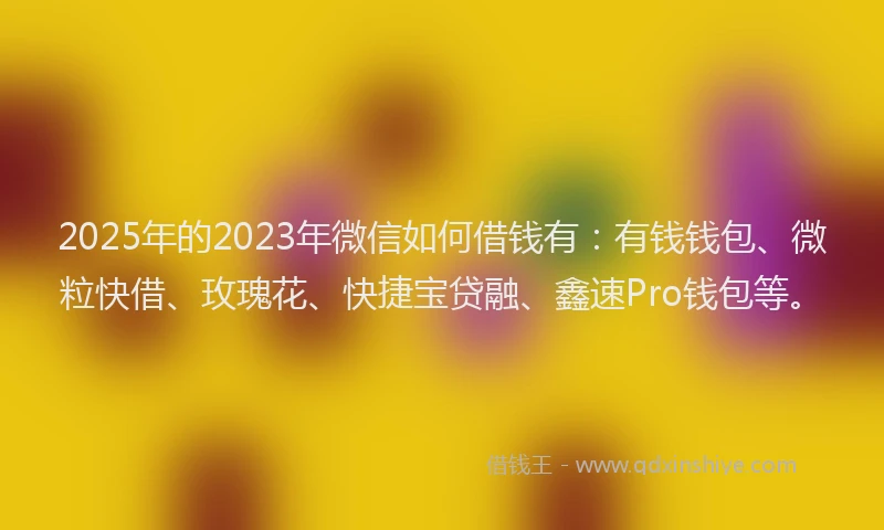 2025年的2023年微信如何借钱有：有钱钱包、微粒快借、玫瑰花、快捷宝贷融、鑫速Pro钱包等。