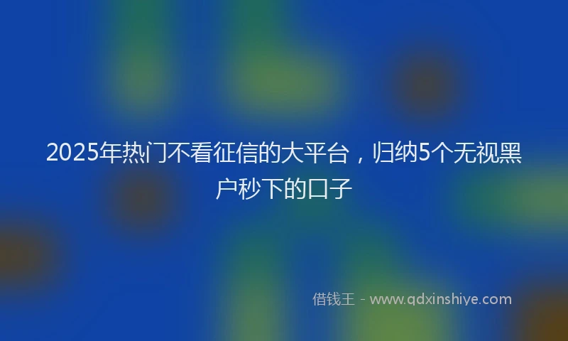 2025年热门不看征信的大平台，归纳5个无视黑户秒下的口子