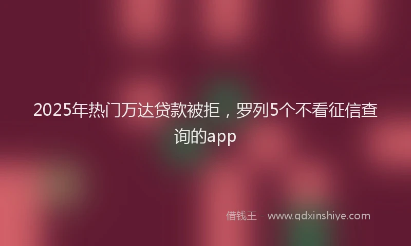 2025年热门万达贷款被拒，罗列5个不看征信查询的app