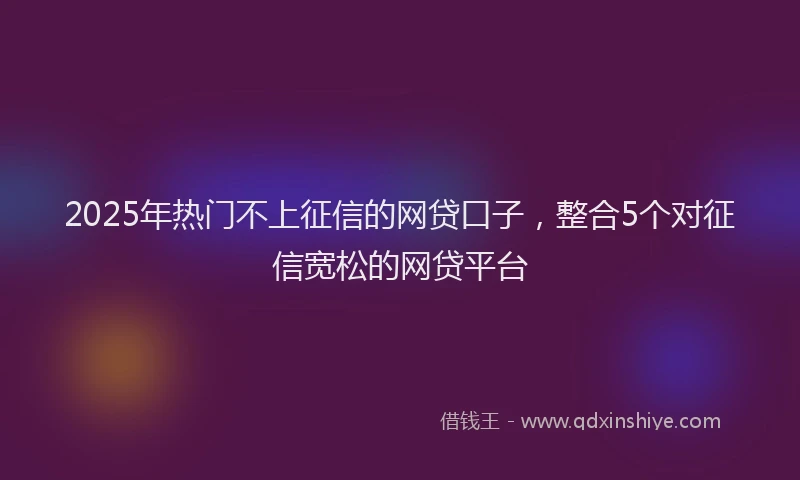 2025年热门不上征信的网贷口子，整合5个对征信宽松的网贷平台