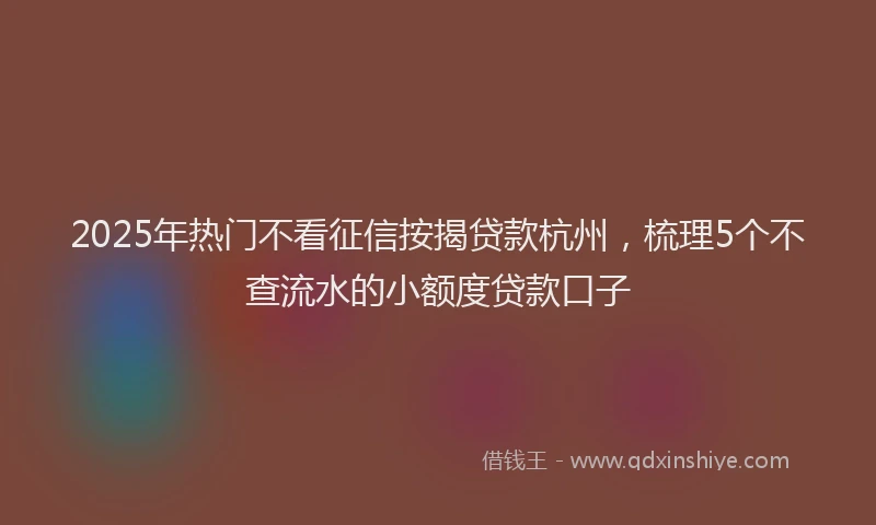 2025年热门不看征信按揭贷款杭州，梳理5个不查流水的小额度贷款口子