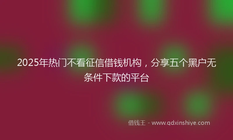 2025年热门不看征信借钱机构，分享五个黑户无条件下款的平台