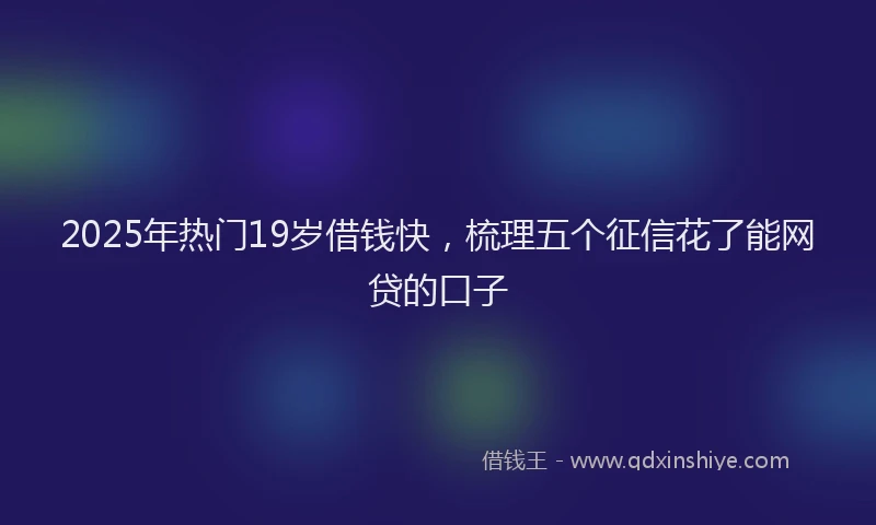 2025年热门19岁借钱快，梳理五个征信花了能网贷的口子