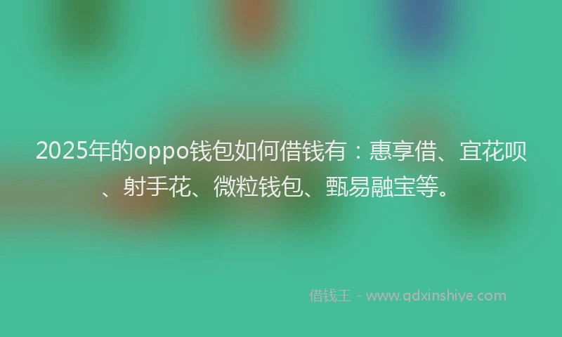 2025年的oppo钱包如何借钱有：惠享借、宜花呗、射手花、微粒钱包、甄易融宝等。