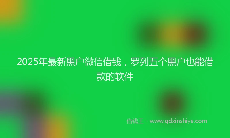 2025年最新黑户微信借钱，罗列五个黑户也能借款的软件