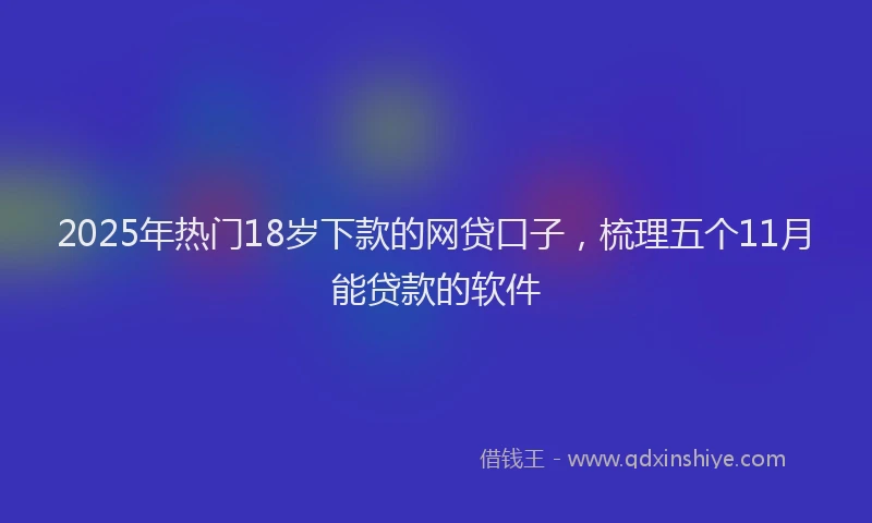 2025年热门18岁下款的网贷口子，梳理五个11月能贷款的软件