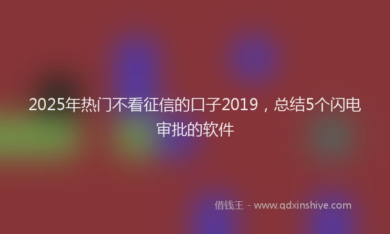 2025年热门不看征信的口子2019，总结5个闪电审批的软件