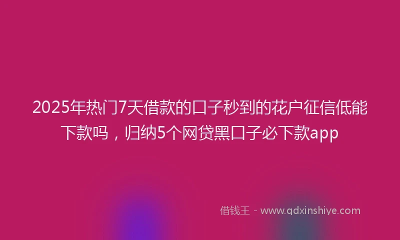 2025年热门7天借款的口子秒到的花户征信低能下款吗，归纳5个网贷黑口子必下款app