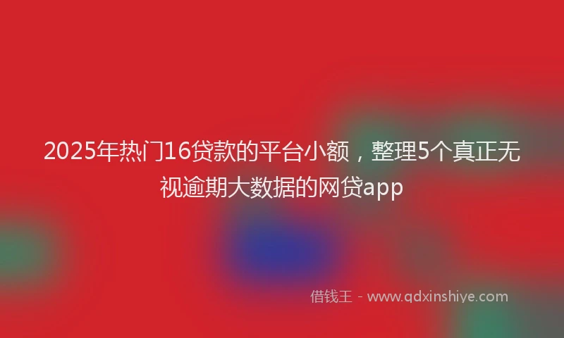 2025年热门16贷款的平台小额，整理5个真正无视逾期大数据的网贷app