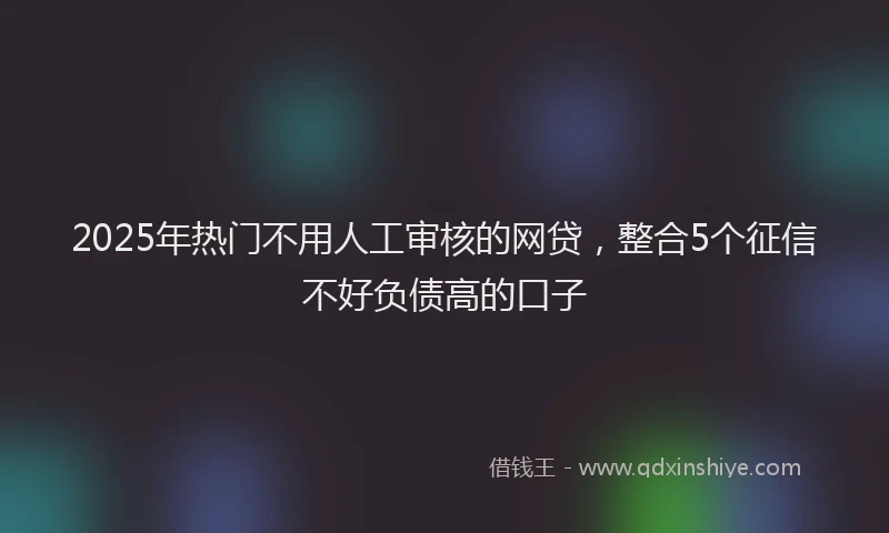 2025年热门不用人工审核的网贷，整合5个征信不好负债高的口子