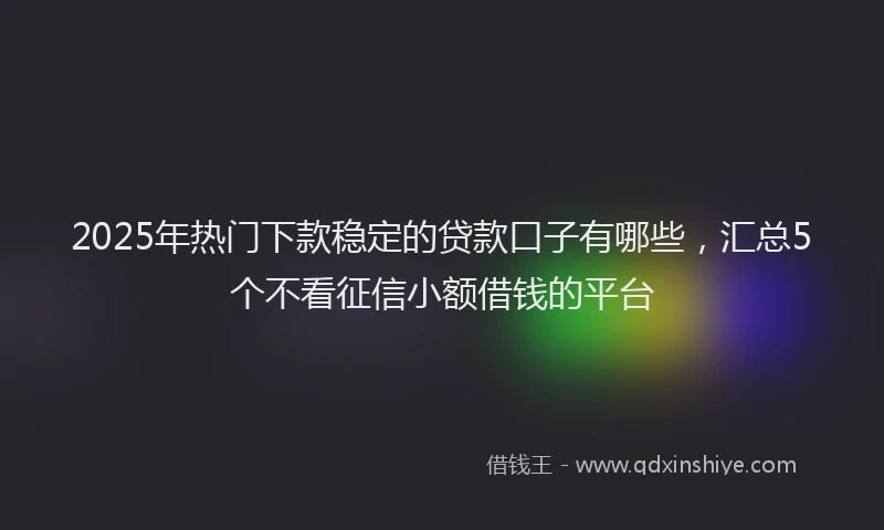 2025年热门下款稳定的贷款口子有哪些，汇总5个不看征信小额借钱的平台