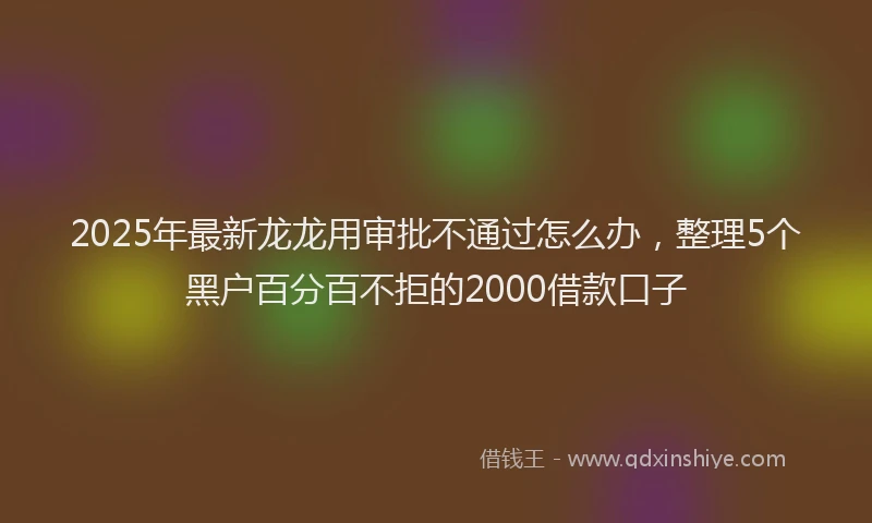 2025年最新龙龙用审批不通过怎么办，整理5个黑户百分百不拒的2000借款口子