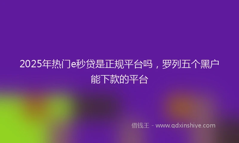 2025年热门e秒贷是正规平台吗，罗列五个黑户能下款的平台