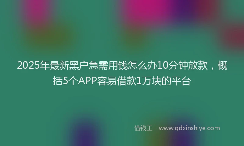 2025年最新黑户急需用钱怎么办10分钟放款，概括5个APP容易借款1万块的平台
