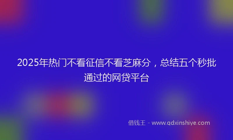 2025年热门不看征信不看芝麻分，总结五个秒批通过的网贷平台