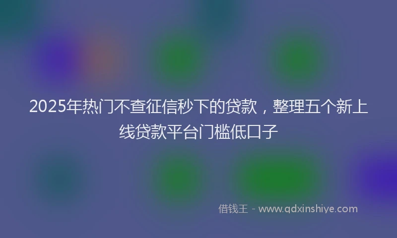 2025年热门不查征信秒下的贷款，整理五个新上线贷款平台门槛低口子