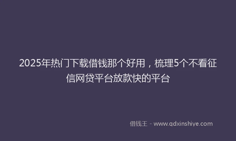 2025年热门下载借钱那个好用，梳理5个不看征信网贷平台放款快的平台