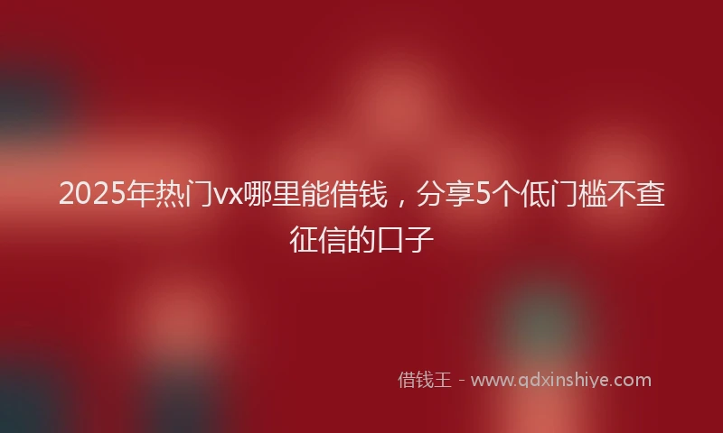 2025年热门vx哪里能借钱，分享5个低门槛不查征信的口子
