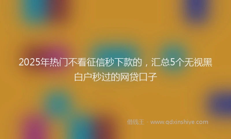 2025年热门不看征信秒下款的，汇总5个无视黑白户秒过的网贷口子