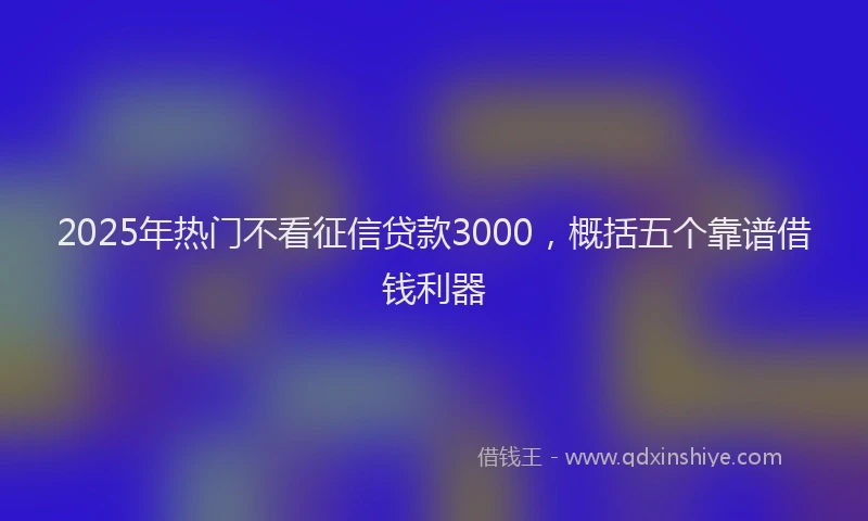 2025年热门不看征信贷款3000，概括五个靠谱借钱利器
