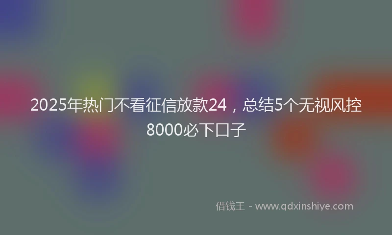 2025年热门不看征信放款24，总结5个无视风控8000必下口子