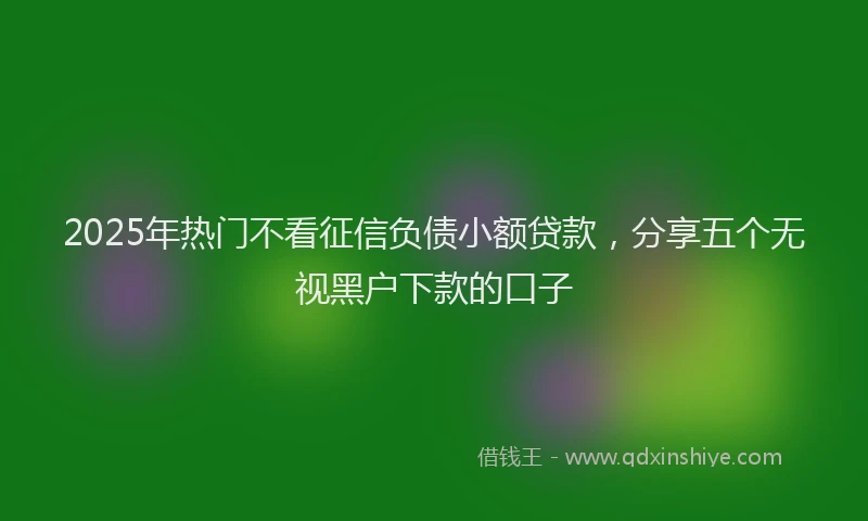 2025年热门不看征信负债小额贷款，分享五个无视黑户下款的口子