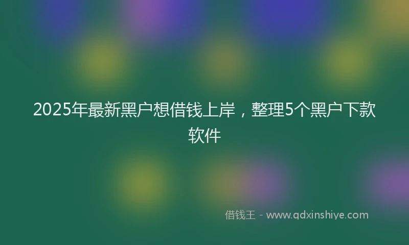 2025年最新黑户想借钱上岸，整理5个黑户下款软件