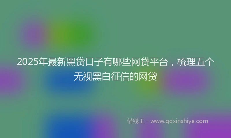 2025年最新黑贷口子有哪些网贷平台，梳理五个无视黑白征信的网贷