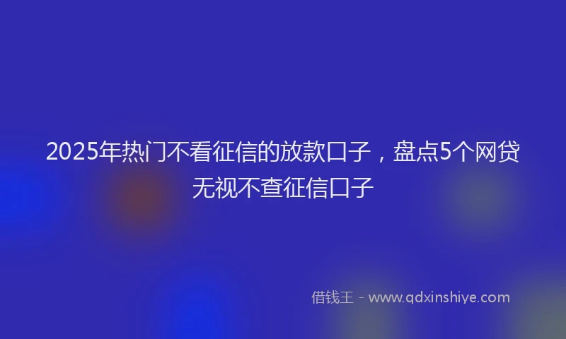 2025年热门不看征信的放款口子，盘点5个网贷无视不查征信口子