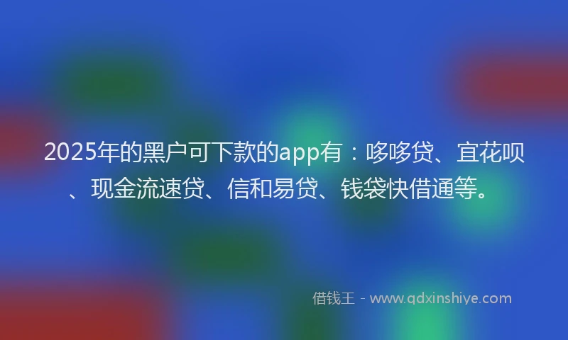 2025年的黑户可下款的app有：哆哆贷、宜花呗、现金流速贷、信和易贷、钱袋快借通等。