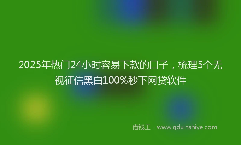 2025年热门24小时容易下款的口子，梳理5个无视征信黑白100%秒下网贷软件