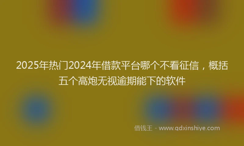 2025年热门2024年借款平台哪个不看征信，概括五个高炮无视逾期能下的软件