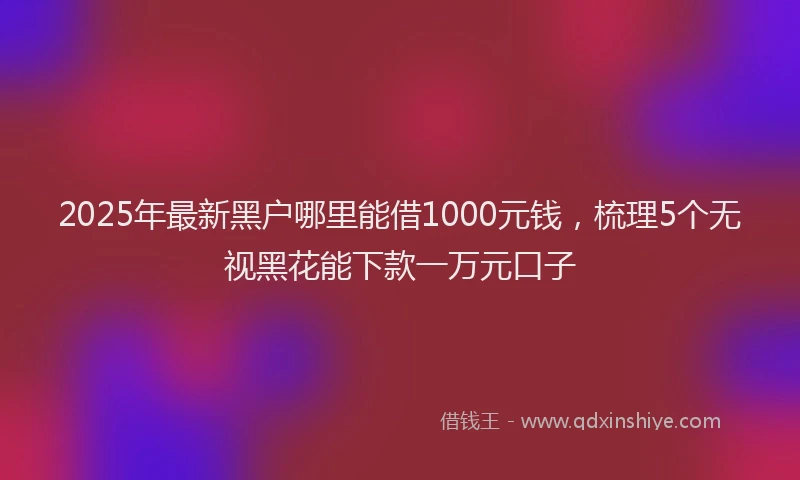 2025年最新黑户哪里能借1000元钱，梳理5个无视黑花能下款一万元口子