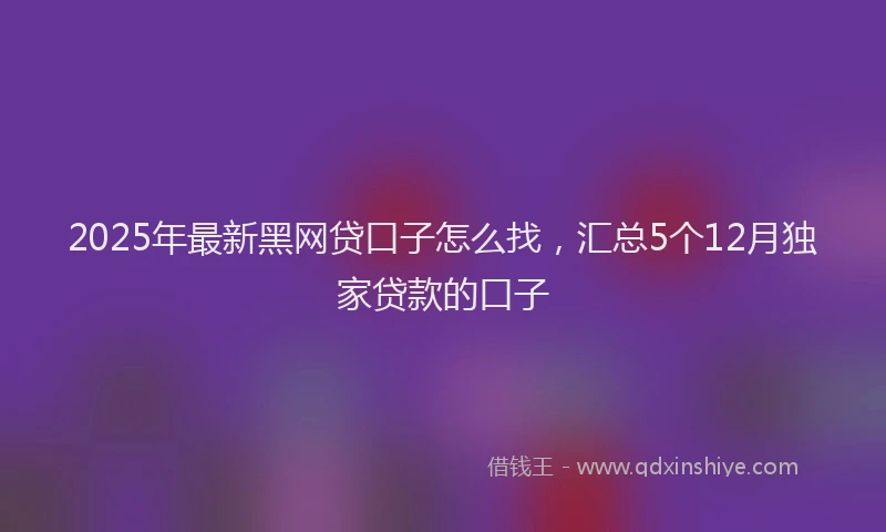 2025年最新黑网贷口子怎么找，汇总5个12月独家贷款的口子