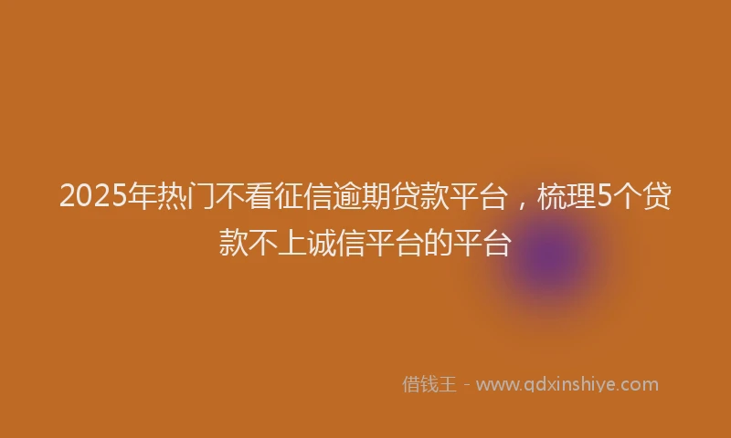 2025年热门不看征信逾期贷款平台，梳理5个贷款不上诚信平台的平台