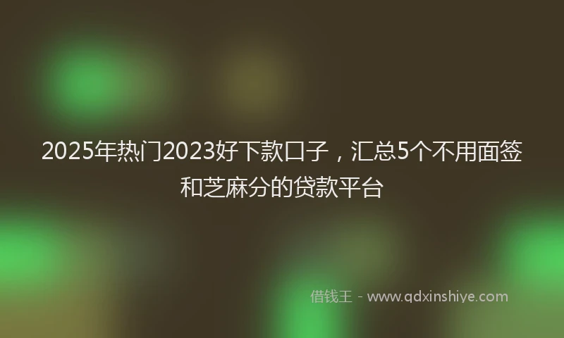 2025年热门2023好下款口子，汇总5个不用面签和芝麻分的贷款平台