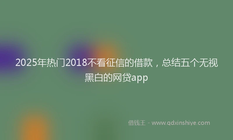 2025年热门2018不看征信的借款，总结五个无视黑白的网贷app