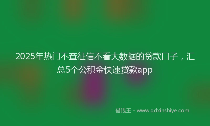 2025年热门不查征信不看大数据的贷款口子，汇总5个公积金快速贷款app
