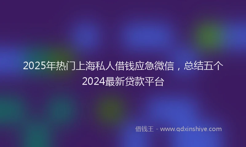 2025年热门上海私人借钱应急微信，总结五个2024最新贷款平台