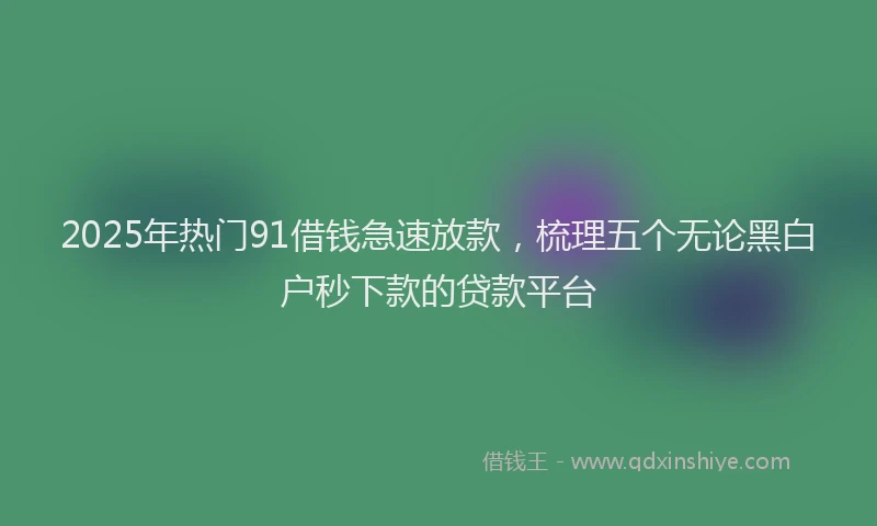 2025年热门91借钱急速放款，梳理五个无论黑白户秒下款的贷款平台