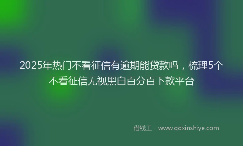 2025年热门不看征信有逾期能贷款吗，梳理5个不看征信无视黑白百分百下款平台