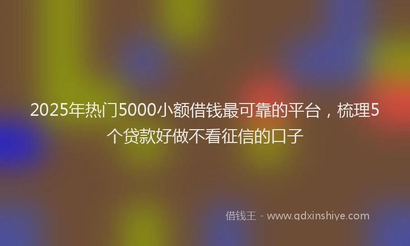 2025年热门5000小额借钱最可靠的平台，梳理5个贷款好做不看征信的口子