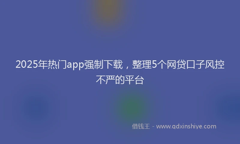2025年热门app强制下载，整理5个网贷口子风控不严的平台