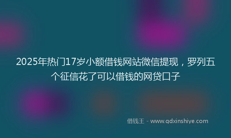 2025年热门17岁小额借钱网站微信提现，罗列五个征信花了可以借钱的网贷口子